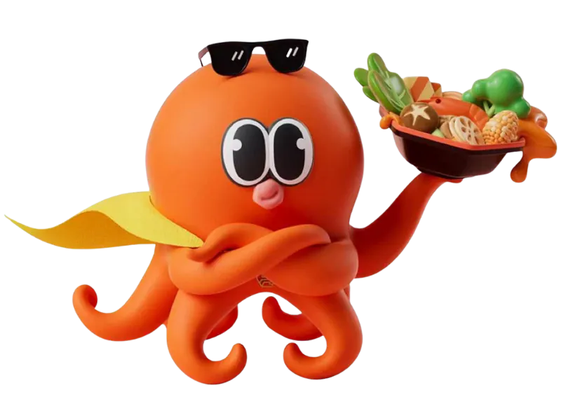 Stylish octopus mascot with hotpot at Zhangliang Malatang Spicy Hotpot, a Hot Pot Restaurant in National City